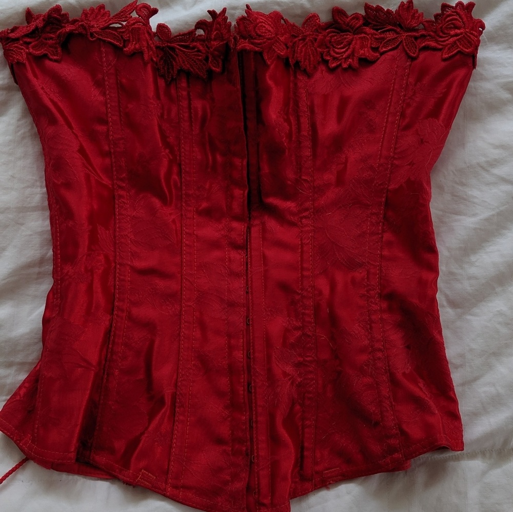 Full boning lace up Satin Corset - S/M